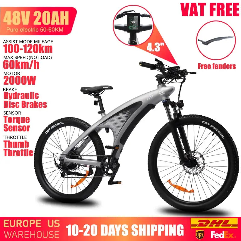 HUANCI Q5 Electric Bikes For Adults 1000W 48V 13AH Ebikes E Bikes Electric Bicycles 50km/h Electric Dirt Bike Electric e bikes by Beastly Survival Outlet