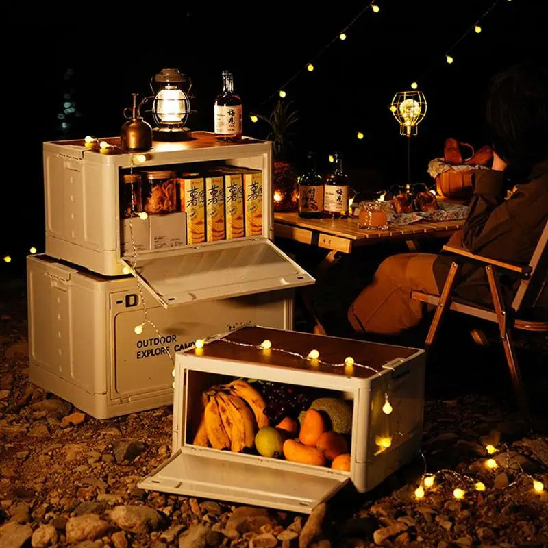 Outdoor Camping Folding Storage Box With Lids And Handles