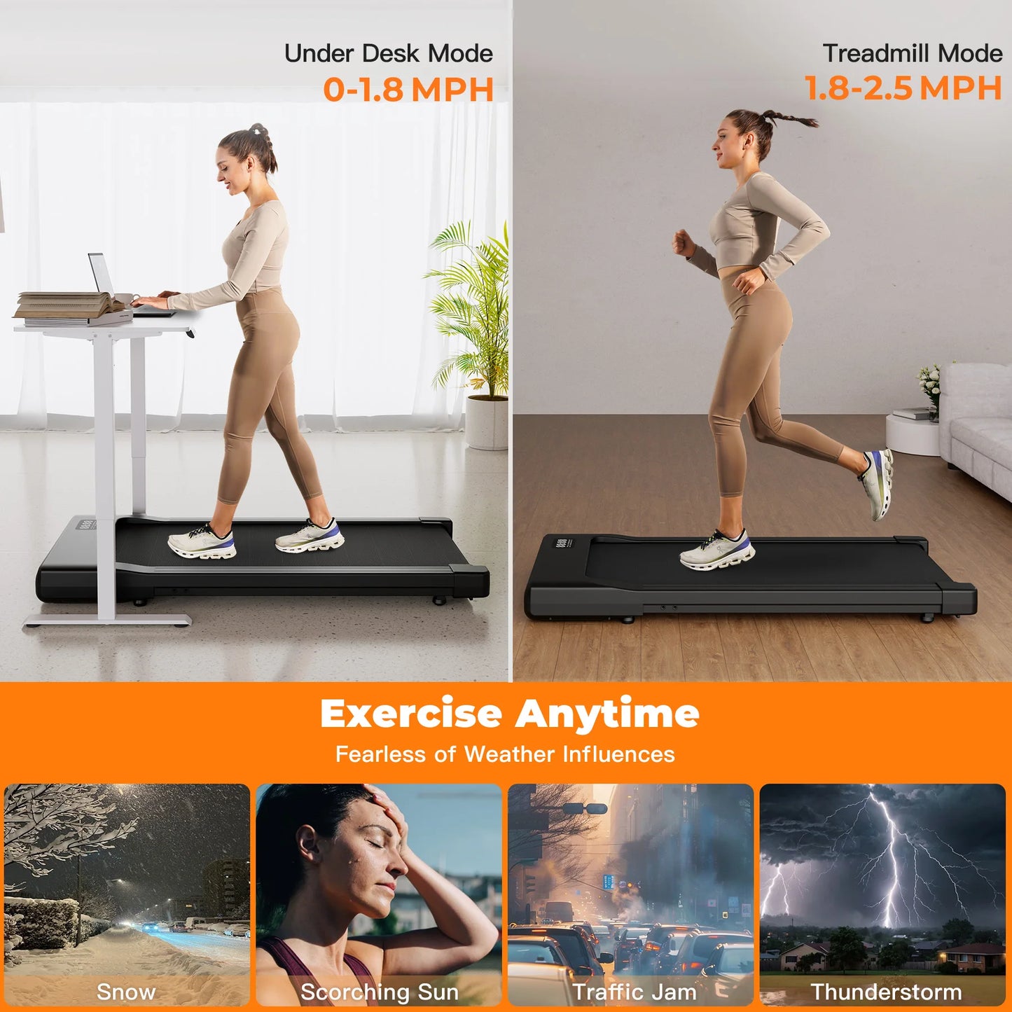 Walking Pad Under Desk Treadmill 2 In 1 With Remote Display
