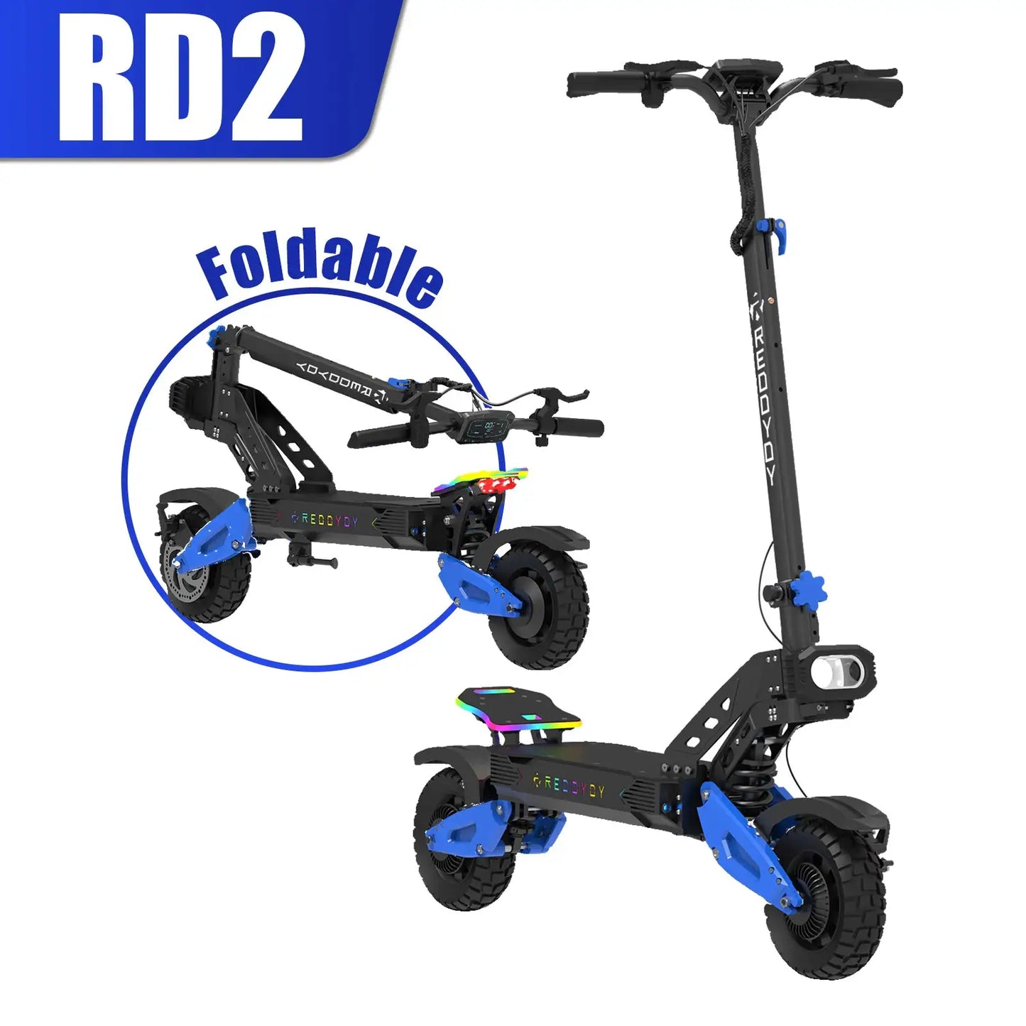 REDDYDY RD2 Electric Offroad Scooter 50MPH Max Speed 5000W Peak Dual Motors Adult Scooter 60V25Ah High Capacity Battery 55Miles Long Range 3-riding Modes 10.5" Off-Road Tires Dual Hydraulic Disc Brakes Dual Shock Absorbers NF by Beastly Survival Outlet