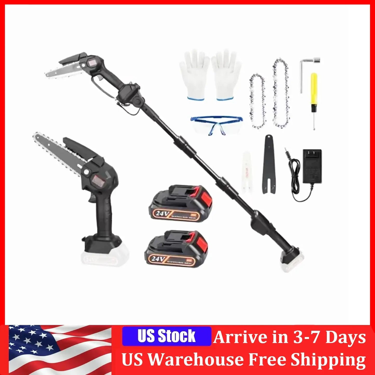 High-branch Handheld Saw Mini Electric Rechargeable Lithium Battery Single-hand Saw Pruning Felling 2-in-1 Cordless Pole Saw by Beastly Survival Outlet