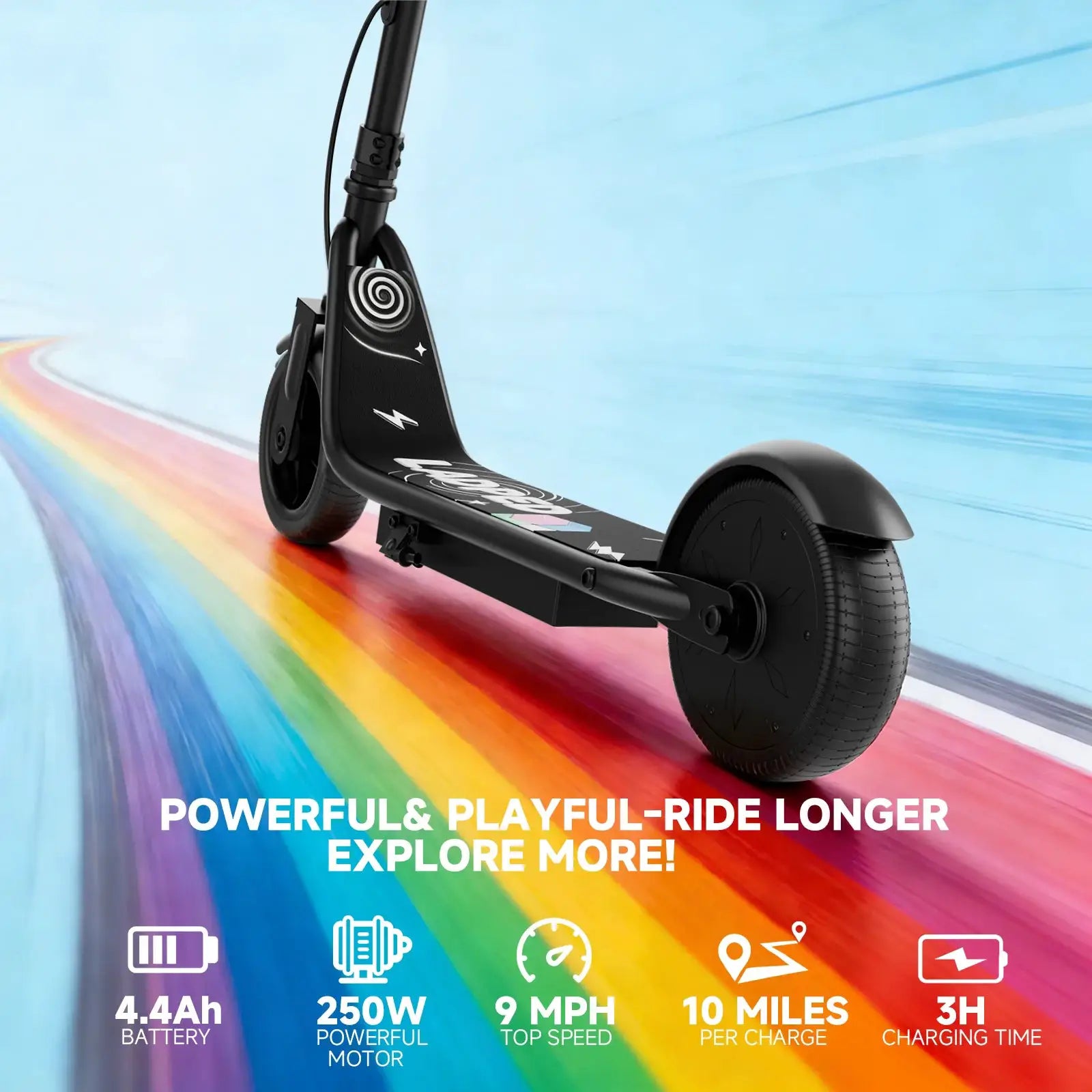 Electric Scooter for Kids - 3/6/9MPH Three Speed Modes & 10Mile Max Range, 250W Motor, 6.5" Solid Tires Commuter E-Scooter by Beastly Survival Outlet