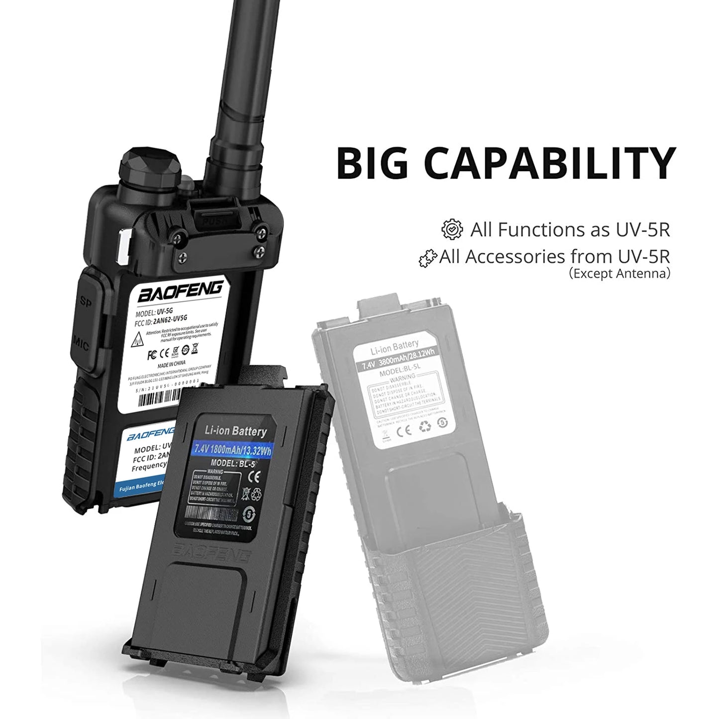 Baofeng UV-5G GMRS Radio 2PCS with 128 Channels and Display