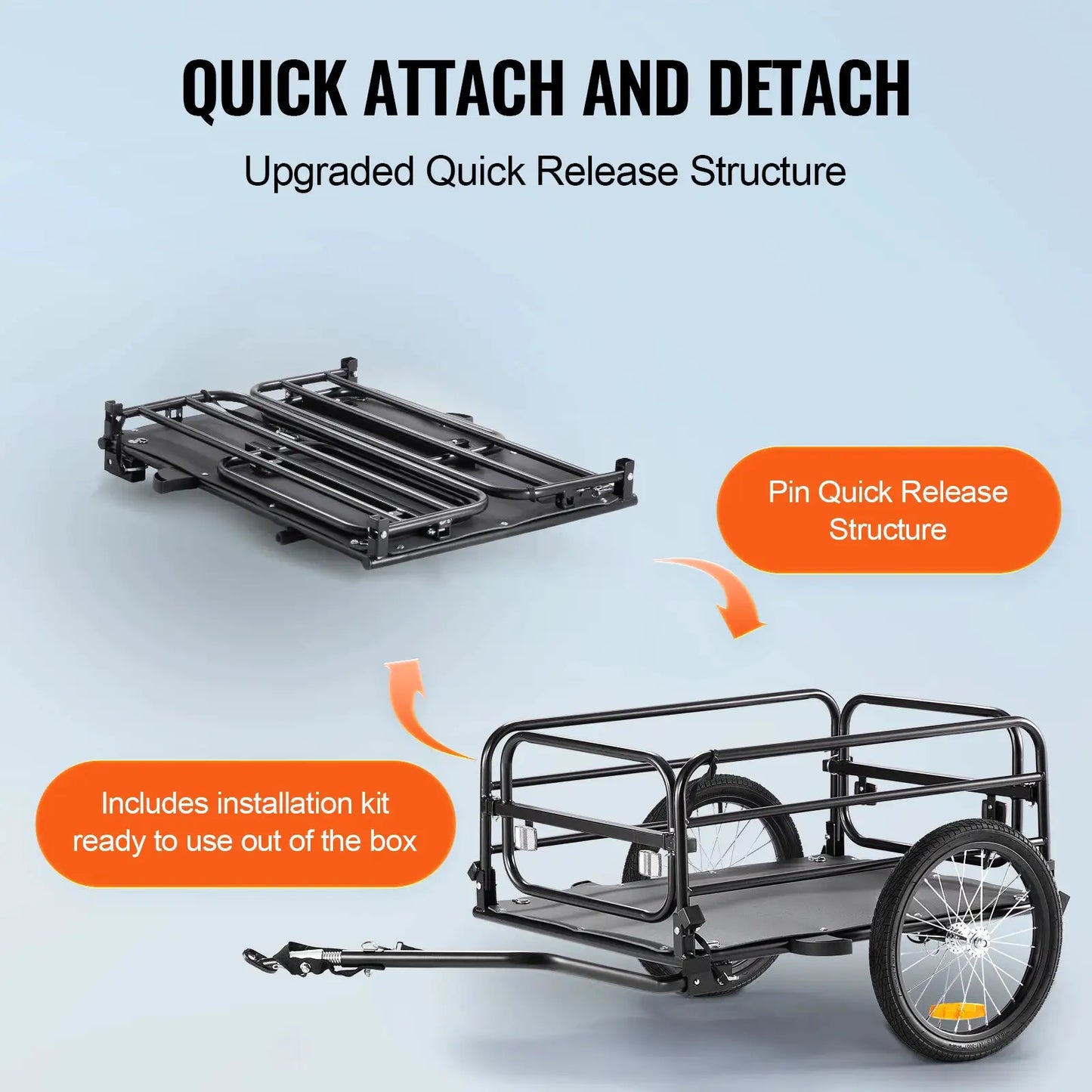 SucceBuy 160 lbs Bike Cargo Trailer Foldable Storage Bicycle Wagon Cart with 16" Wheels Safe Reflectors Fits 22"-28" Bike Wheels by Beastly Survival Outlet