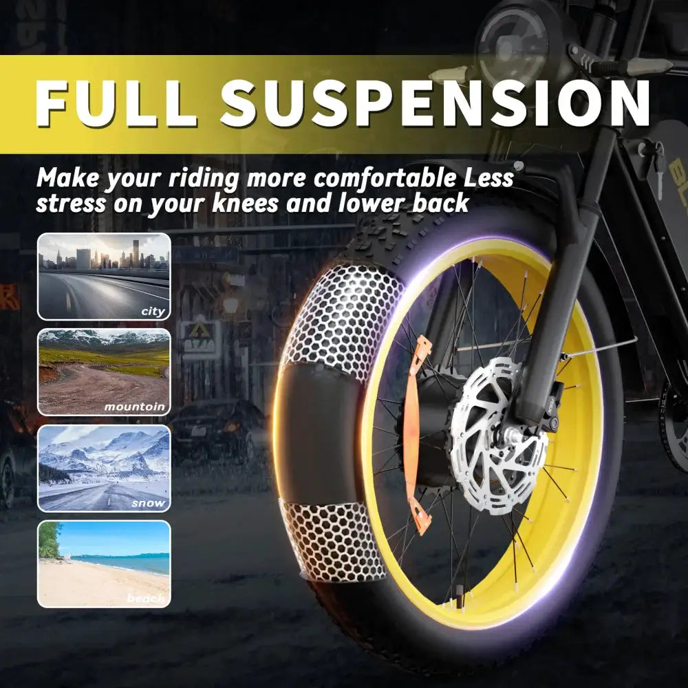 Moobelo 2000W Dual Motor Fatty Tire Ebike 52V 46Ah 35MPH USA by Beastly Survival Outlet