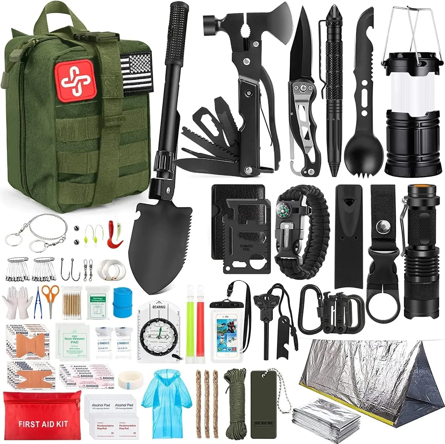 250 In 1 Survival Kit With MOLLE System Emergency Gear Tents