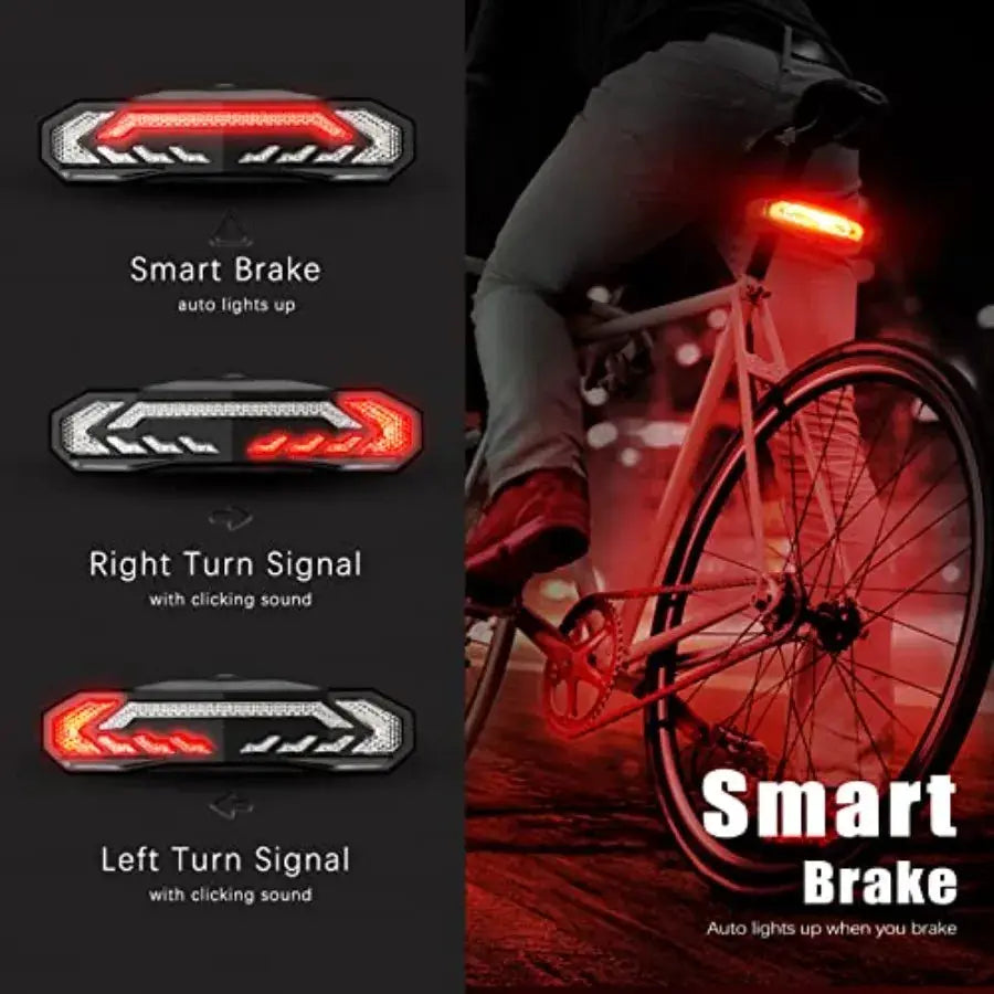 Smart Bike Light with Turn Signals, Brake Light, and Alarm Horn - Auto ON/Off Rechargeable Waterproof Rear Bicycle Tail Light w by Beastly Survival Outlet