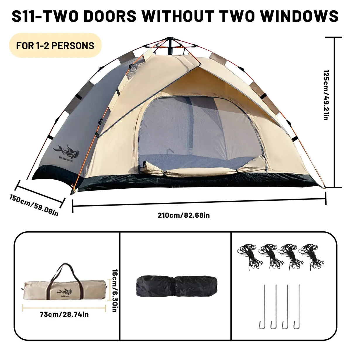 PAKICETUS 2-4 Person Automatic Pop Up Camping Tent, Instant Quick Setup Portable Windproof Tent, Lightweight Backpacking Shelter for Outdoor Travel Hiking Picnic by Beastly Survival Outlet