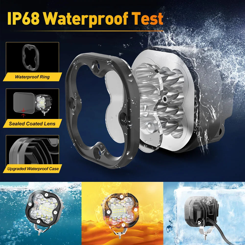 NAOEVO 3 Inch LED Work Spotlights 24V 120W Headlights for Off Road