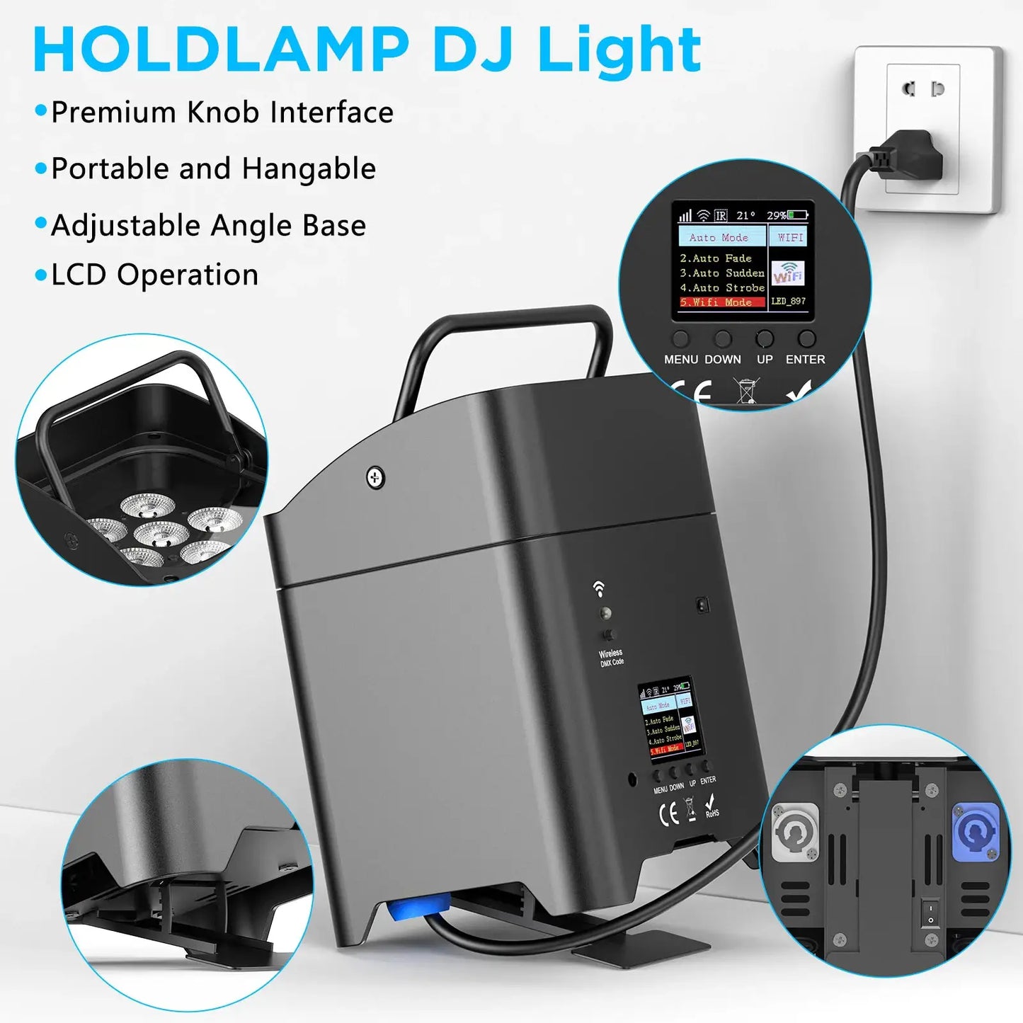 U'King 4PCS 6x18W 6IN1 RGBAW+UV Par Light with Bag DMX Remote Control WiFi Par Light Wireless LED Stage Light for DJ Bar Party by Beastly Survival Outlet