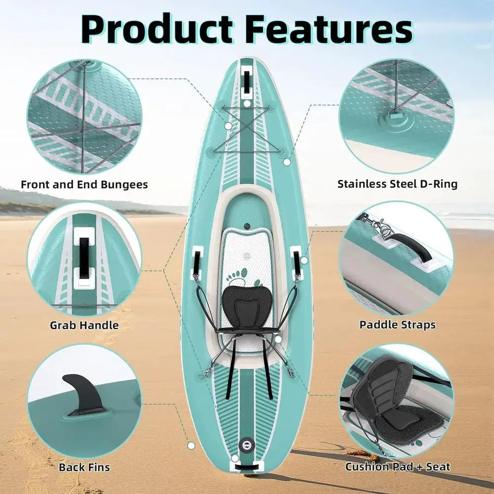 Inflatable Kayak with DropStitch Floor, Lightweight, Portable, Durable Solo Kayak for Fishing, Touring, and Recreational Paddli by Beastly Survival Outlet