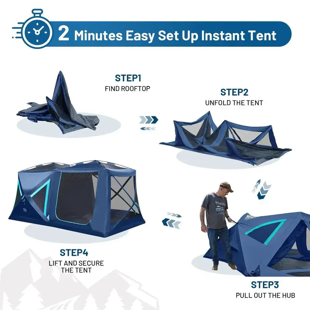 4 6 8 Person Instant Pop Up Cabin Tent, Easy 60 Second Setup, Weather Resistant Camping Family Hub Tent with Rain Fly and Carry by Beastly Survival Outlet