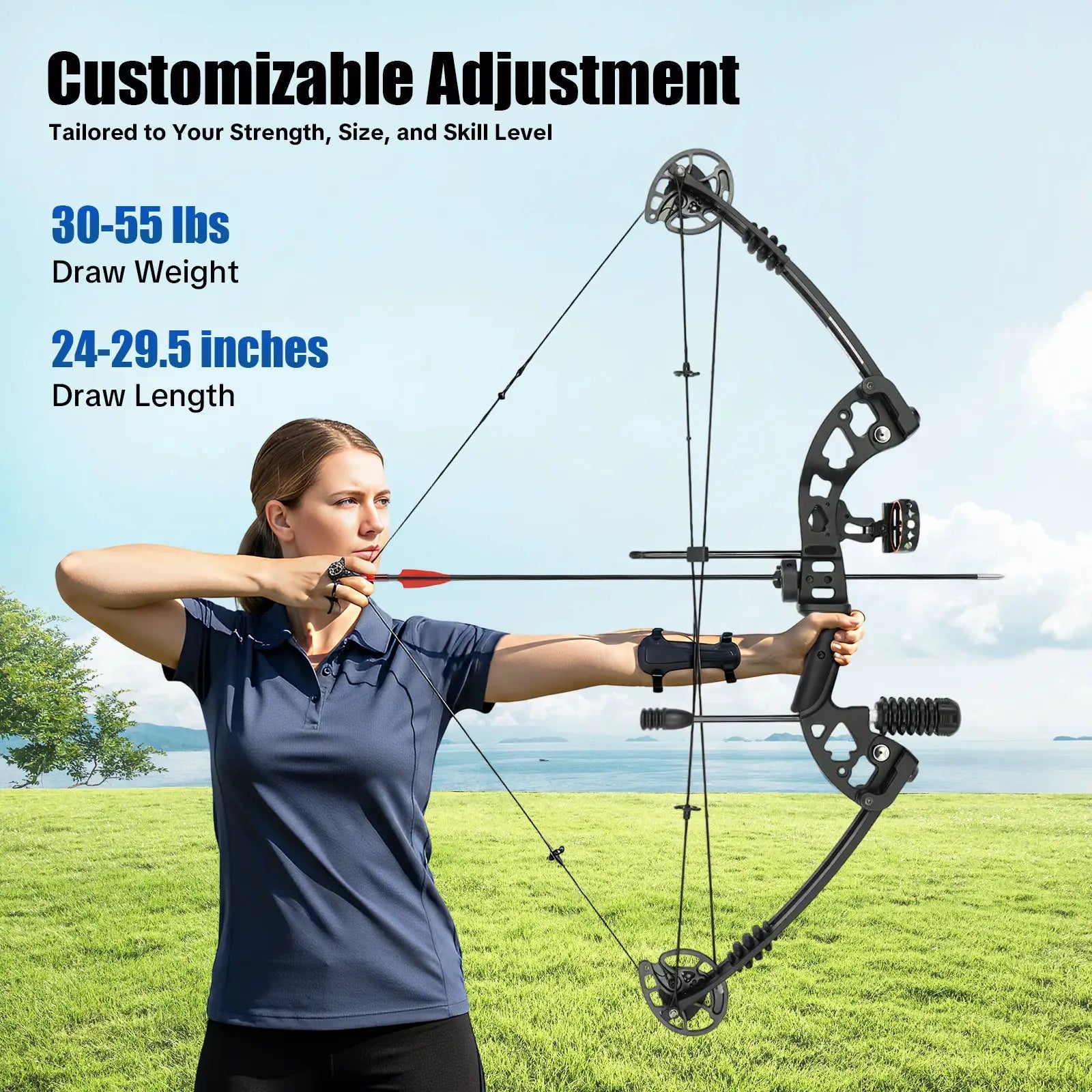 Compound Bow Hunting Kit with 12 Arrows 3-Pin Sight Adjustable Draw Weight and Length for Archery Enthusiasts,Beginners by Beastly Survival Outlet