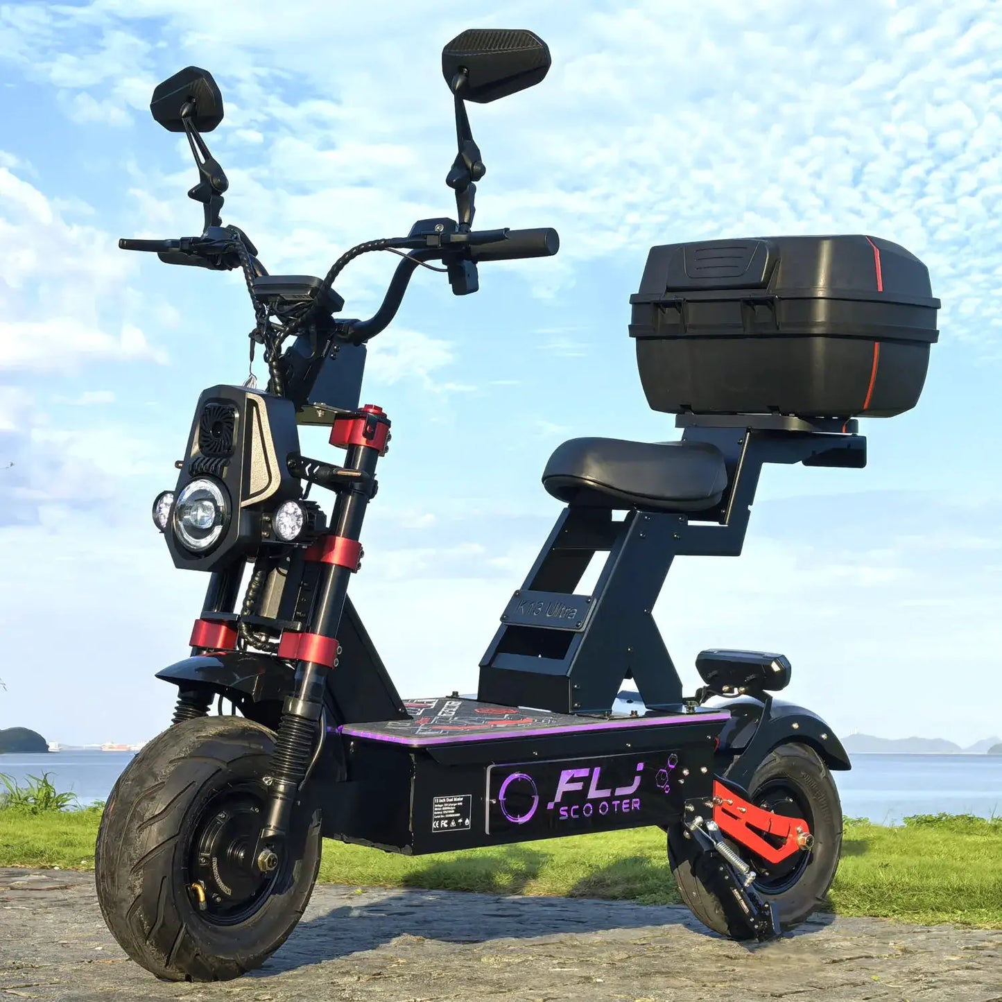 K13 Ultra 12000W Electric Scooter with 72V 100AH Big Battery APP/NFC fast speed Fat Wheel E Scooters by Beastly Survival Outlet