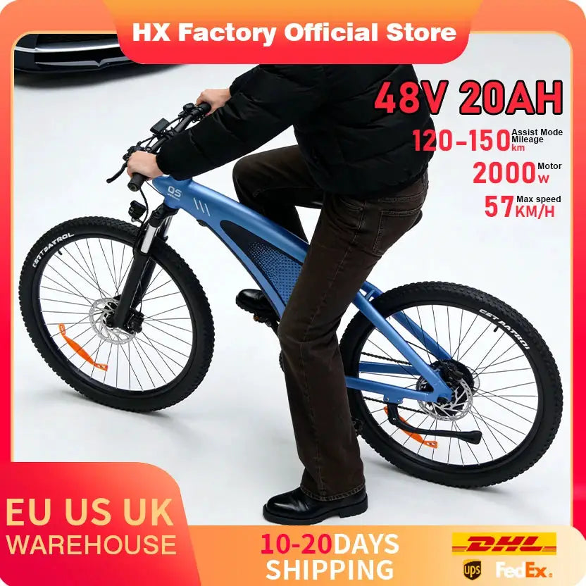 HX Q5 2000W Electric Mountain Ebike 27 5 Inch Off Road Tires by Beastly Survival Outlet