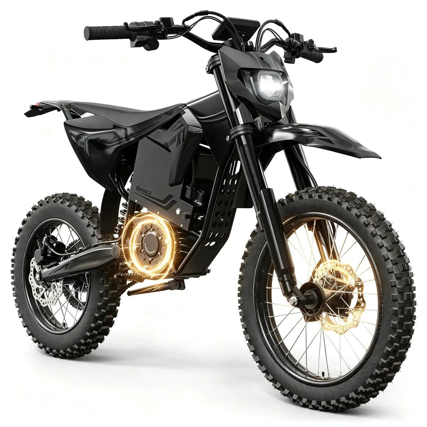 QRONGE X1 Spark L Electric Dirt Bike, 60V 28.8Ah Battery, 4500W Peak Mid-Drive Motor Electric Motorcycle, 17"/14"Fat Tire, 50MPH & 60 Mile Range, 3 Speeds Full Suspension E Bike for Teens & Adults + 1 Year Warranty by Beastly Survival Outlet