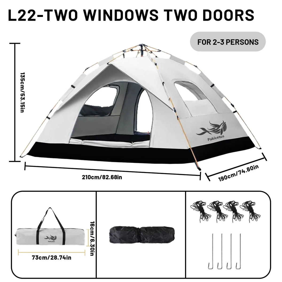 PAKICETUS 2-4 Person Automatic Pop Up Camping Tent, Instant Quick Setup Portable Windproof Tent, Lightweight Backpacking Shelter for Outdoor Travel Hiking Picnic by Beastly Survival Outlet