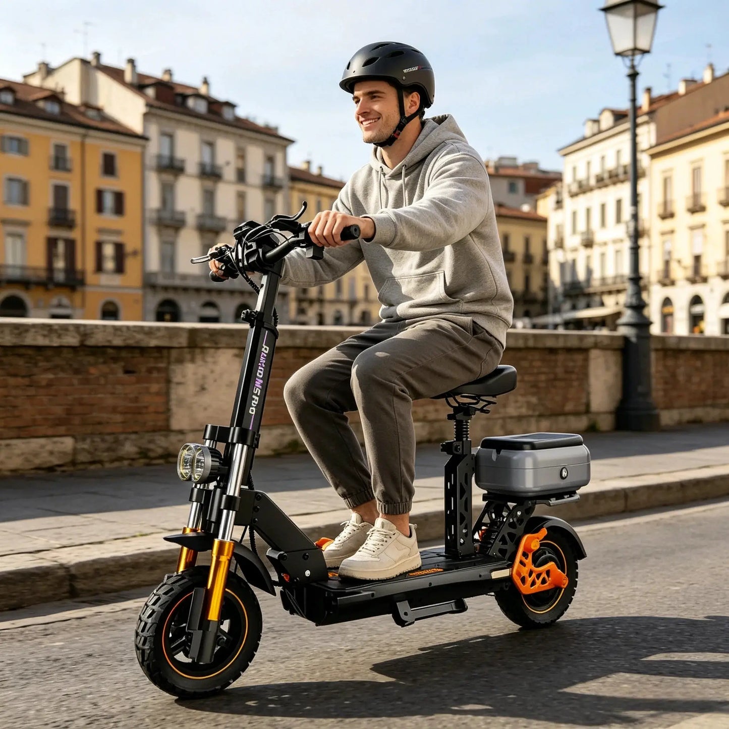 Electric Scooter with Seat for Adults, 1600W Motor, 48V 20.8Ah Battery, Up to 50 Miles Range, Foldable E Scooter with Storage Box, Off-Road Tires by Beastly Survival Outlet
