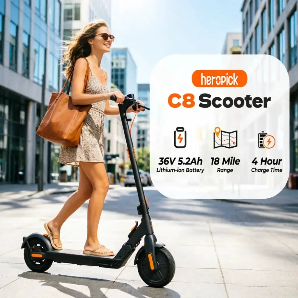 C8 Adult Electric Scooter 350W 19mph Max Speed 8.5 Inch Tire Foldable E Scooters 16 Miles Max 36V 5.2AH US Stock Fast Delivery by Beastly Survival Outlet
