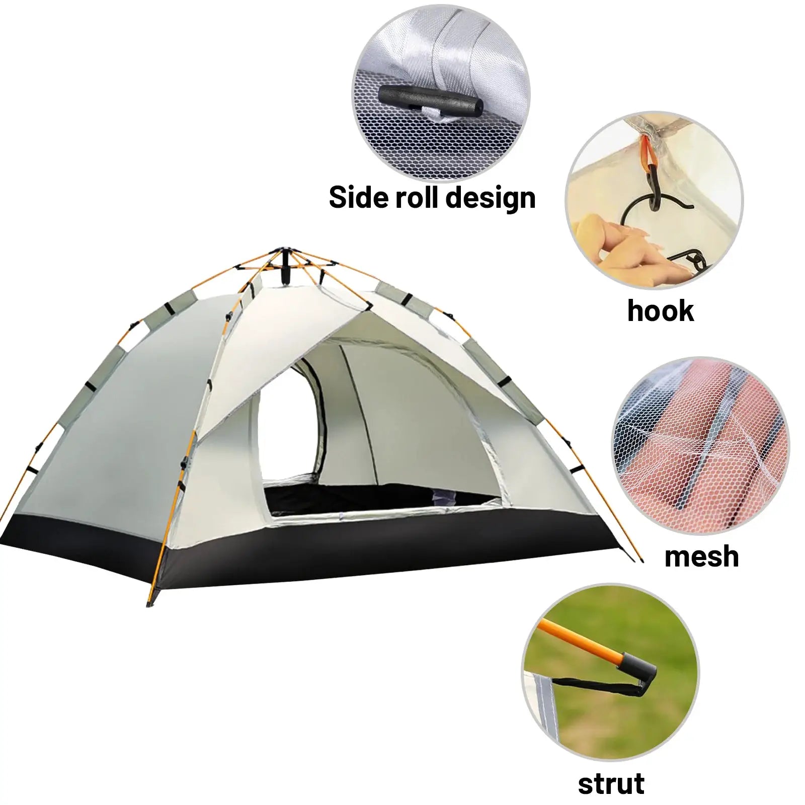 Small Silver Compact Auto-Tent - Quick 60-Second Setup Sunshade for 3-4 People, All-Weather & Portable by Beastly Survival Outlet