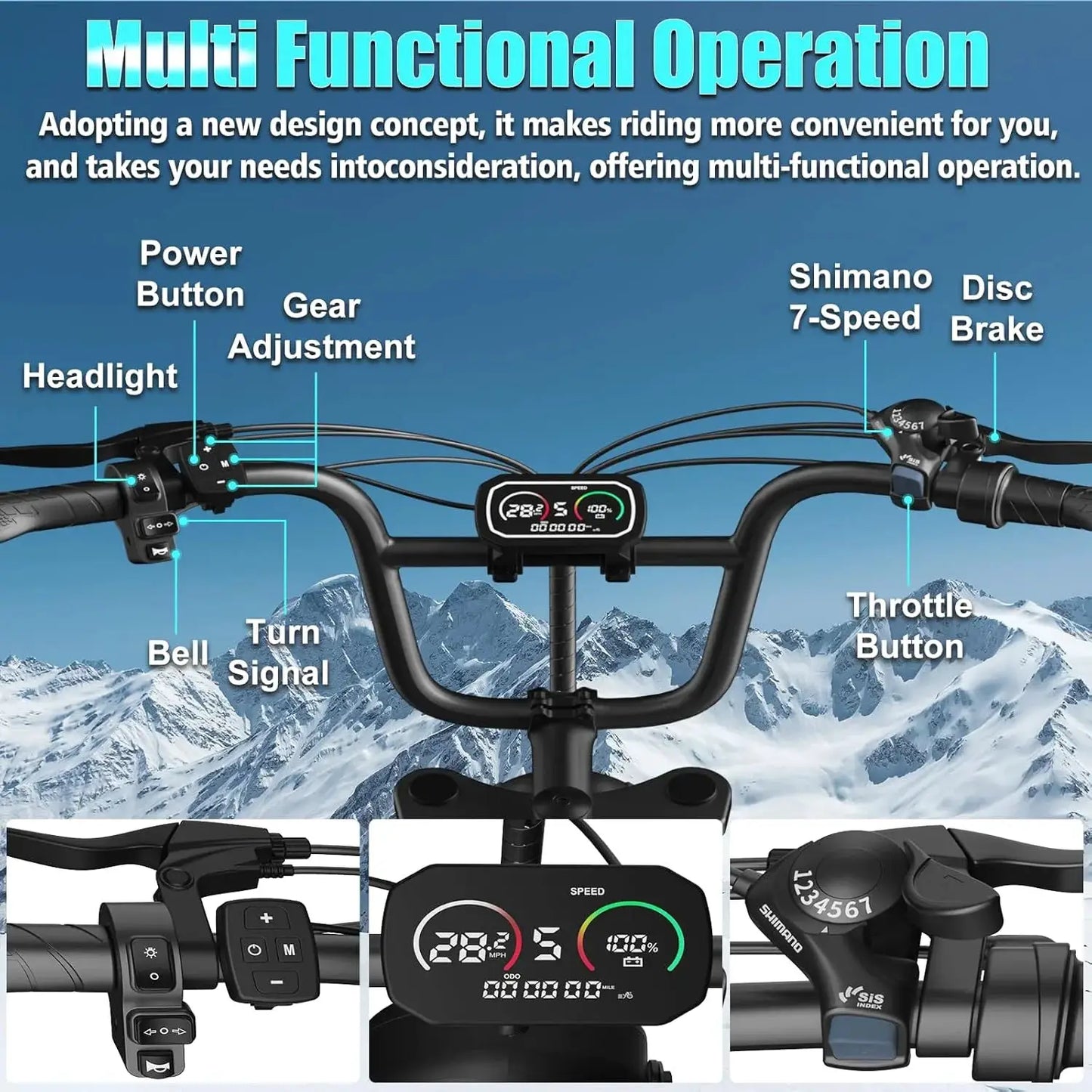 Peak 1500W Fat Tire Electric Bike for Adults 20inch All Terrain Ebike 30MPH Fast Mountain E-Bike 48V Long Range Bicycle by Beastly Survival Outlet