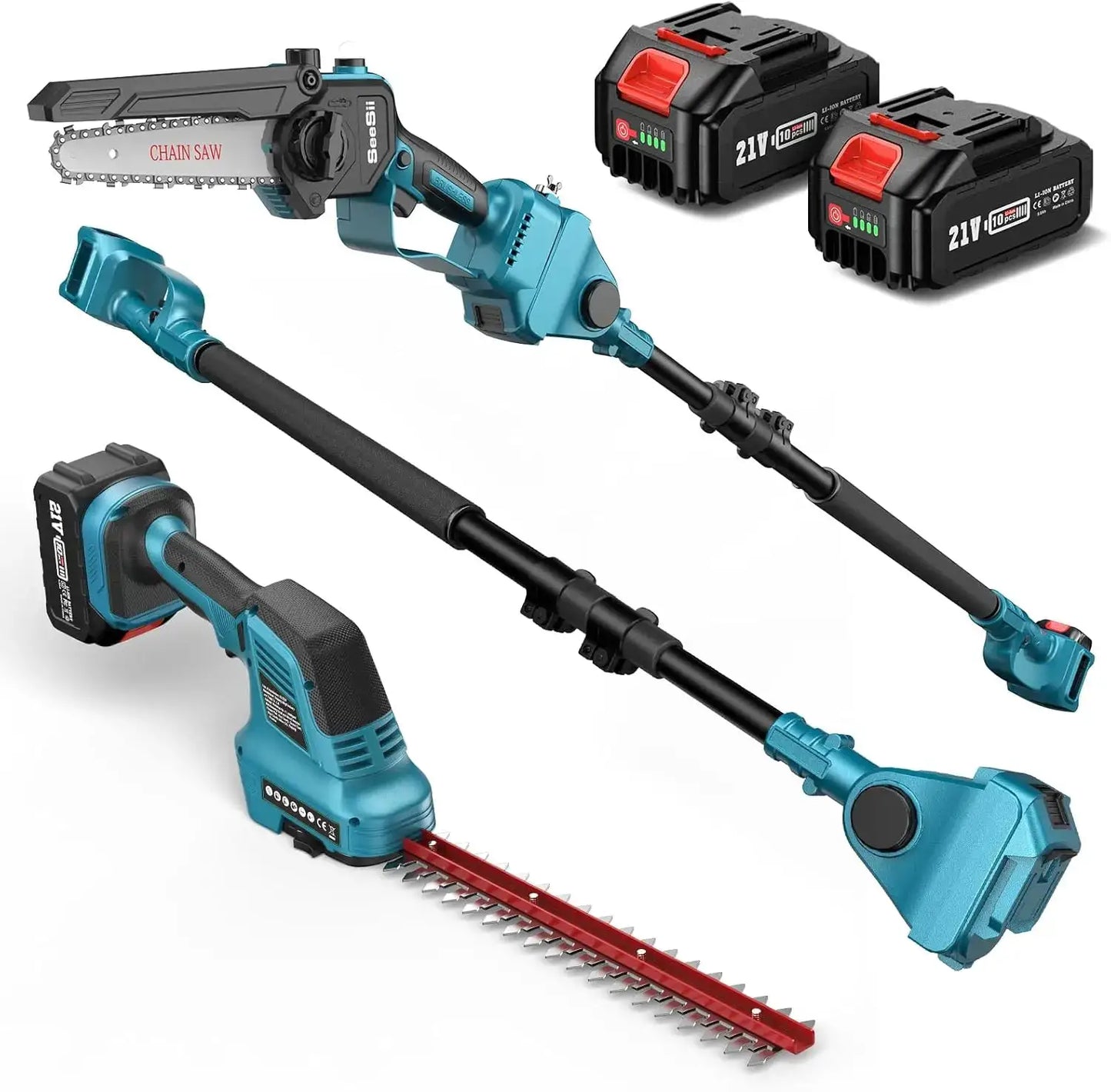 Seesii 6'' Cordless Pole Saw Electric Mini Chainsaw with 2.5m Extension Hedge Trimmer Grass Shears for Makita 18V Battery pin by Beastly Survival Outlet