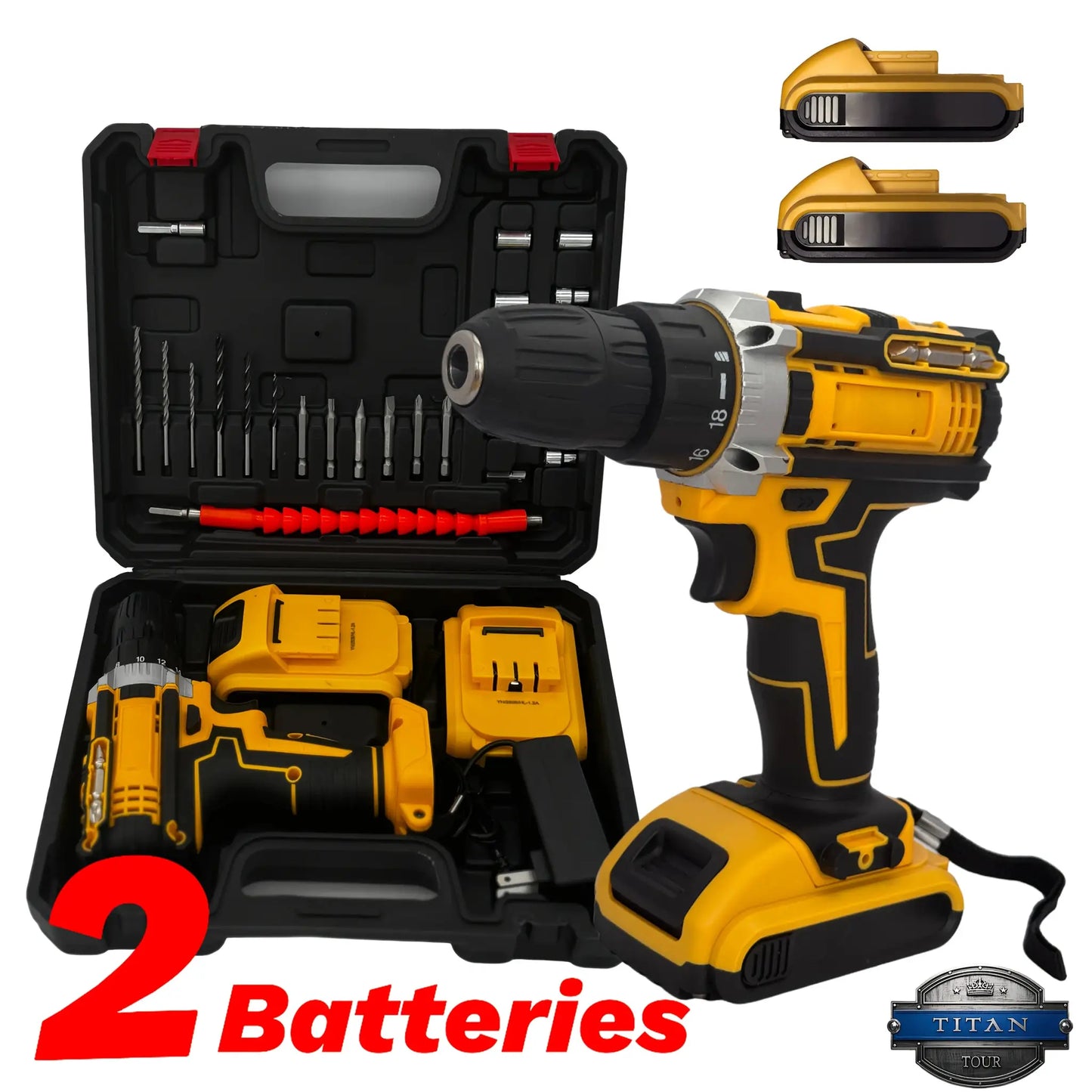 21V Cordless Drill Driver with 2 Batteries, Electric Screwdriver Set, 6 Speed, 18+1 Torque, Power Drill with Drill Bits Kit for by Beastly Survival Outlet