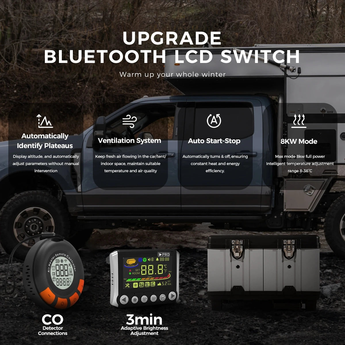 TB10PRO 8KW Diesel Air Heater With App Control CO Alarm Plus