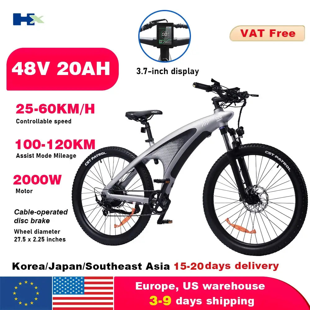 HX Q5 Ebikes 2000W Adults Electric Bike Bicycle 2000W 48V 20AH 27.5 Inch Off-Road Tire Electric E Bikes Mountain Ebike by Beastly Survival Outlet