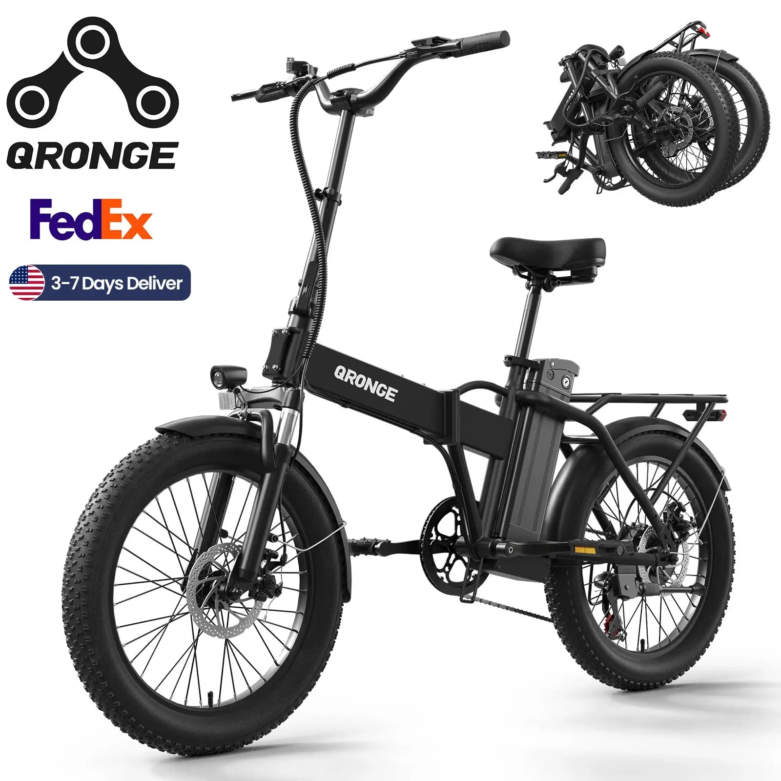 QRONGE Waterfall Foldable Electric Bicycles 1000W Peak 28 MPH by Beastly Survival Outlet