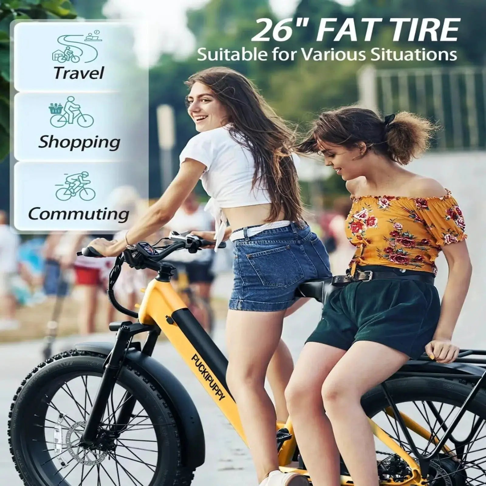 PUCKIPUPPY Samoyed Electric Bike 960W Peak 28MPH Commuter E-Bike All Terrain 26" Fat Tire Electric Bicycle with 2-Year Warranty by Beastly Survival Outlet