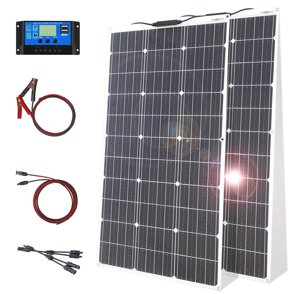 12V Flexible Solar Panel Kit Monocrystalline for RV Camping