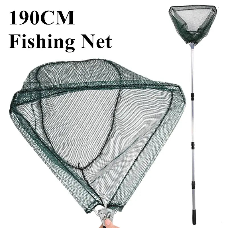 190cm 130cm 55cm Telescopic Landing Net Folding Fishing Pole Extending Fly Carp Course Sea Mesh Fishing Net For Fly Fishing by Beastly Survival Outlet