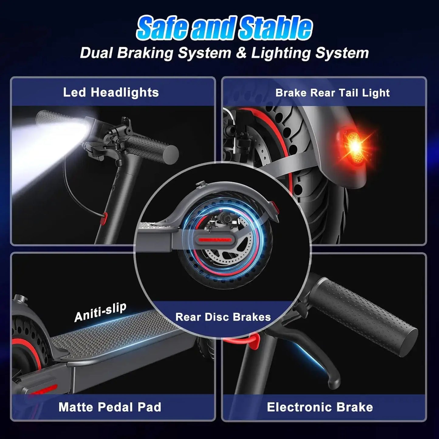 OBX 500W Motor Folding Electric Scooter For Adults 36V 5.2AH Battery Rang 8.5'' Solid Tire 18MPH 15Miles Long Range APP Control by Beastly Survival Outlet