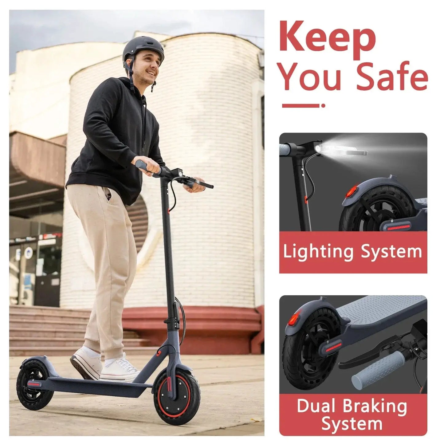 LADPED Electric Scooter 350W 19mph Max Speed Smart APP Control Scooter Shock-absorbing Anti-skid ‎8.5 inches Folding Waterproof E-Scooter by Beastly Survival Outlet