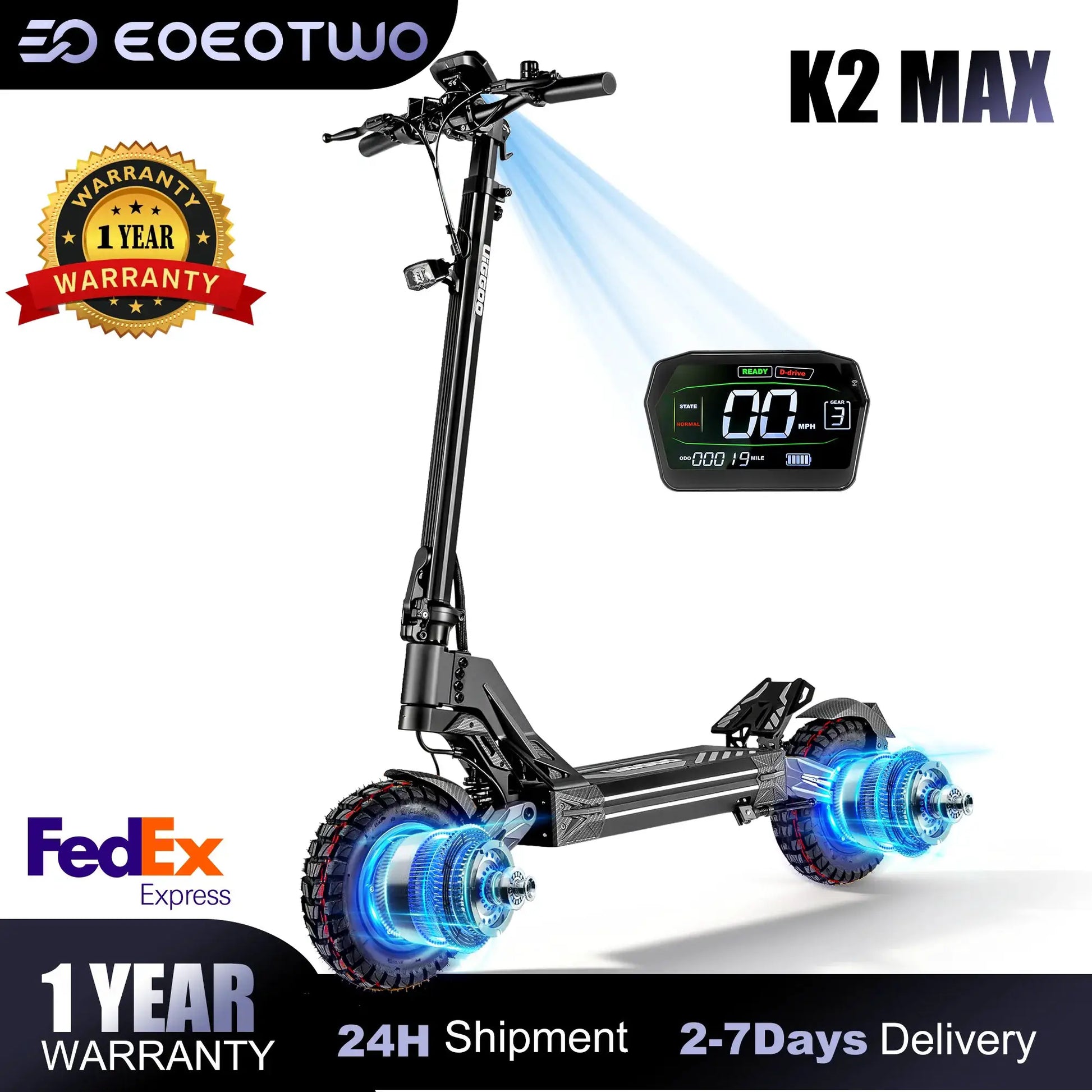 Dual 4000W Motor Electric Scooter for Adults 45MPH Fast E-Scooter 60V 27Ah 11" Off-Road Vacuum Tires 330lbs Heavy Duty by Beastly Survival Outlet