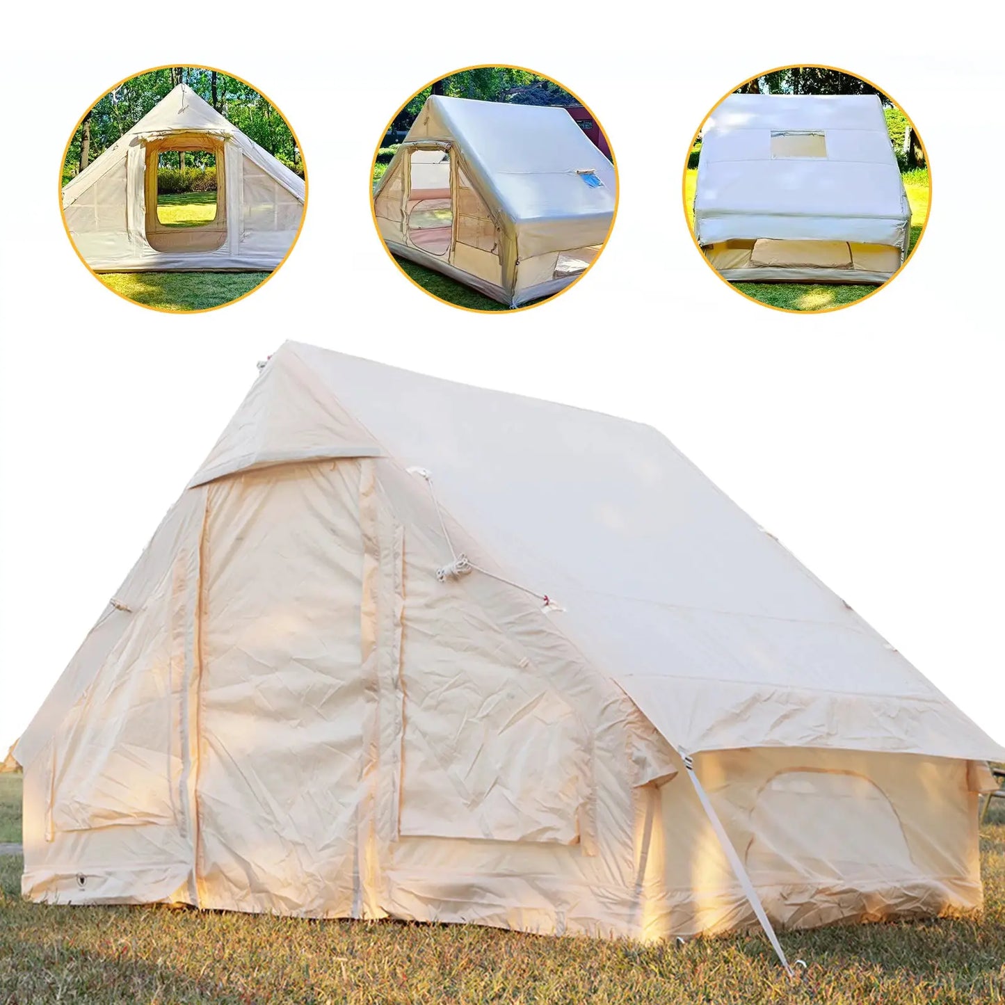 Inflatable Tent with Hand Pump Portable Glamping Tent Breathable Air Family Tunnel Tent Oxford Fabric for 4-6 People by Beastly Survival Outlet
