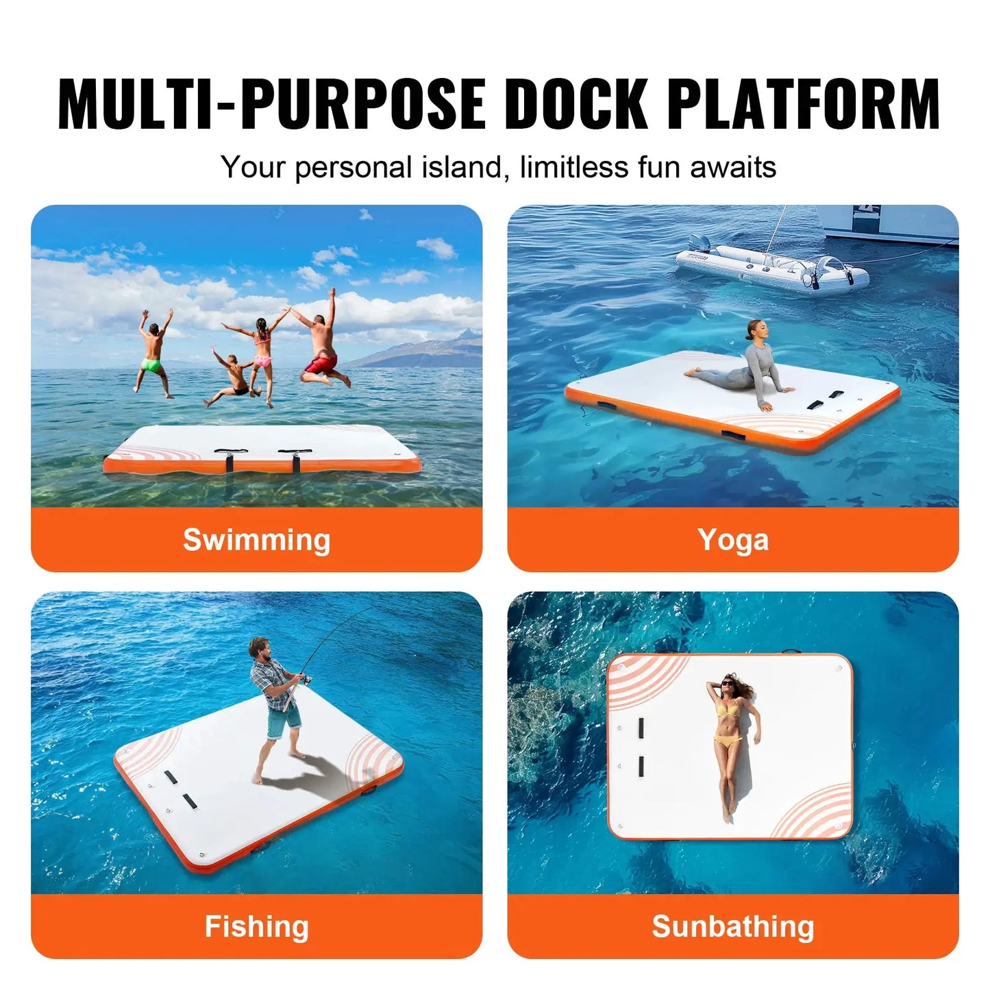 SucceBuy Inflatable Floating Dock Non-Slip Water Floating Dock Mat with Detachable Ladder Floating Platform Island Raft for Pool by Beastly Survival Outlet