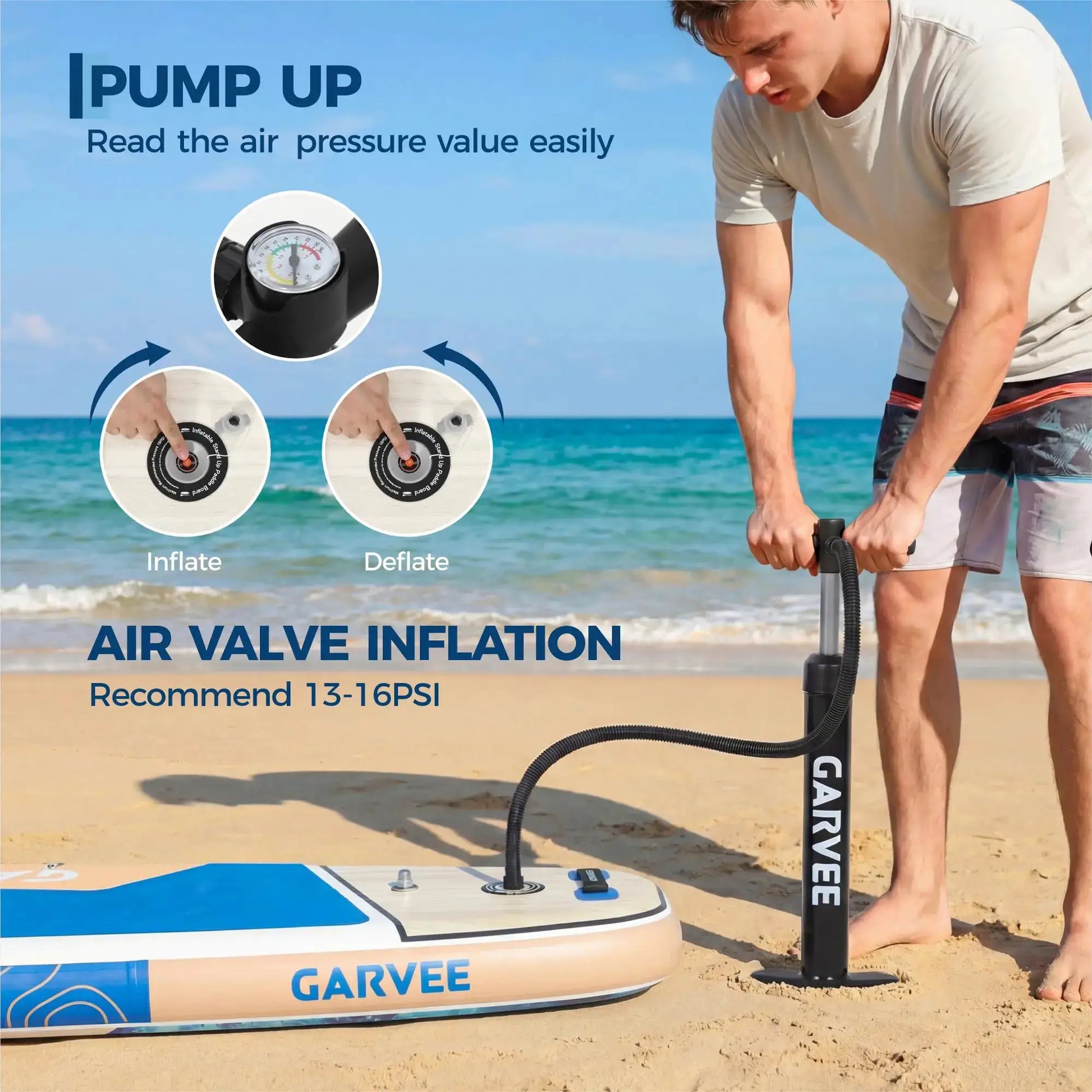 Extra Wide Stable Inflatable Stand Paddle Paddle Board for Adults & Youth – Ultra-Light PVC, Non-Slip EVA Deck, 450lbs Capacity, Adjustable Paddle, High Pressure Pump & Backpack by Beastly Survival Outlet