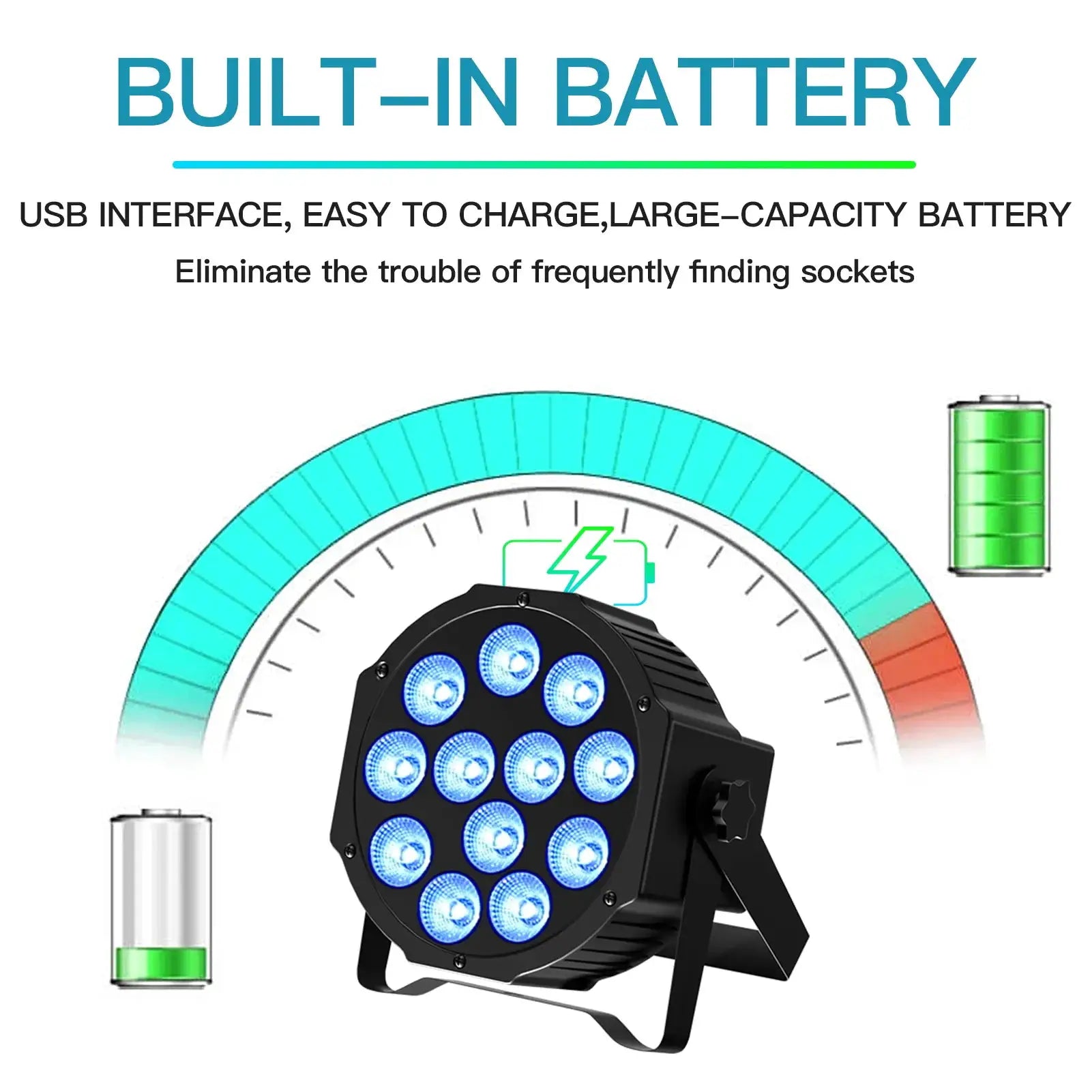 U'King 8PCS Battery LED Par Light RGBW Stage Flat Strobe Light Par Light Effect DJ Disco Party Holiday Bar Wedding Birthday by Beastly Survival Outlet