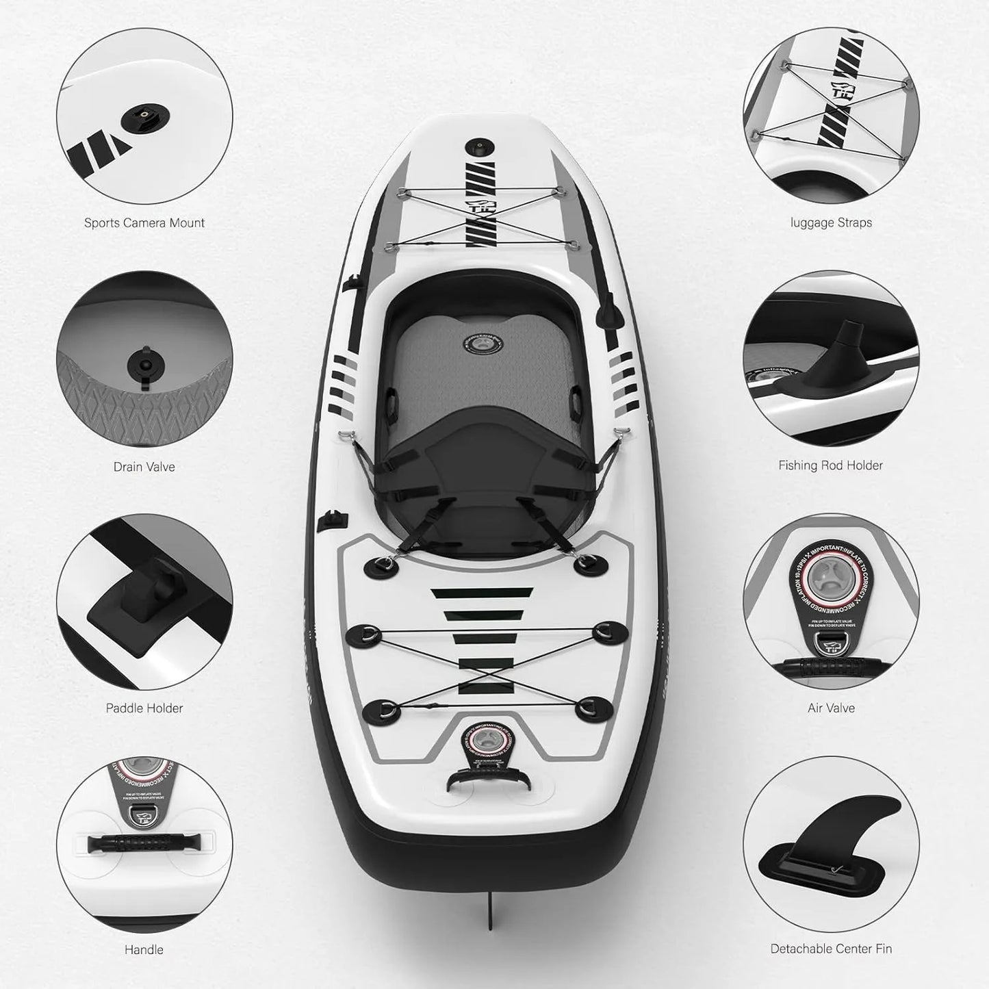 Tigerxbang Inflatable Kayak Set Removable Seat And Pump