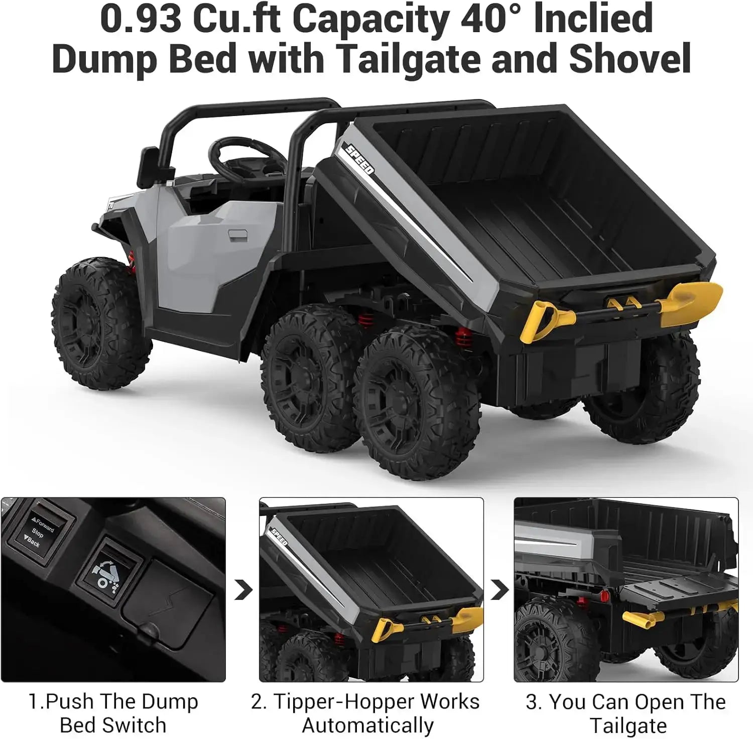 24V 4WD Electric Ride On Dump Truck with Remote Control 2-Seater Kids Ride On Car Music Player & LED Lights Birthday Gift by Beastly Survival Outlet