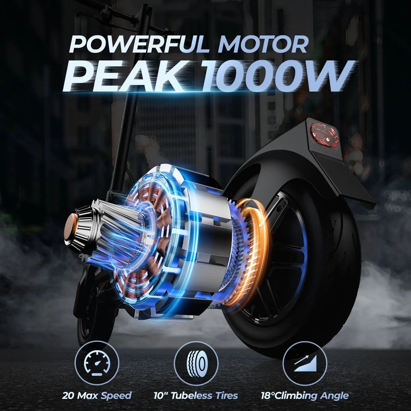 E10/8 Electric Scooter 1000/500W 20mph Max Speed 10"/8.5" Tire Folding E-Scooter 40/20miles Max Range Dual Suspension for Adult by Beastly Survival Outlet