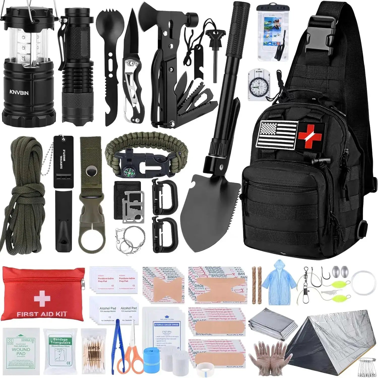 Survival Kit With First Aid And Tactical Gear Outdoors Gears by Beastly Survival Outlet
