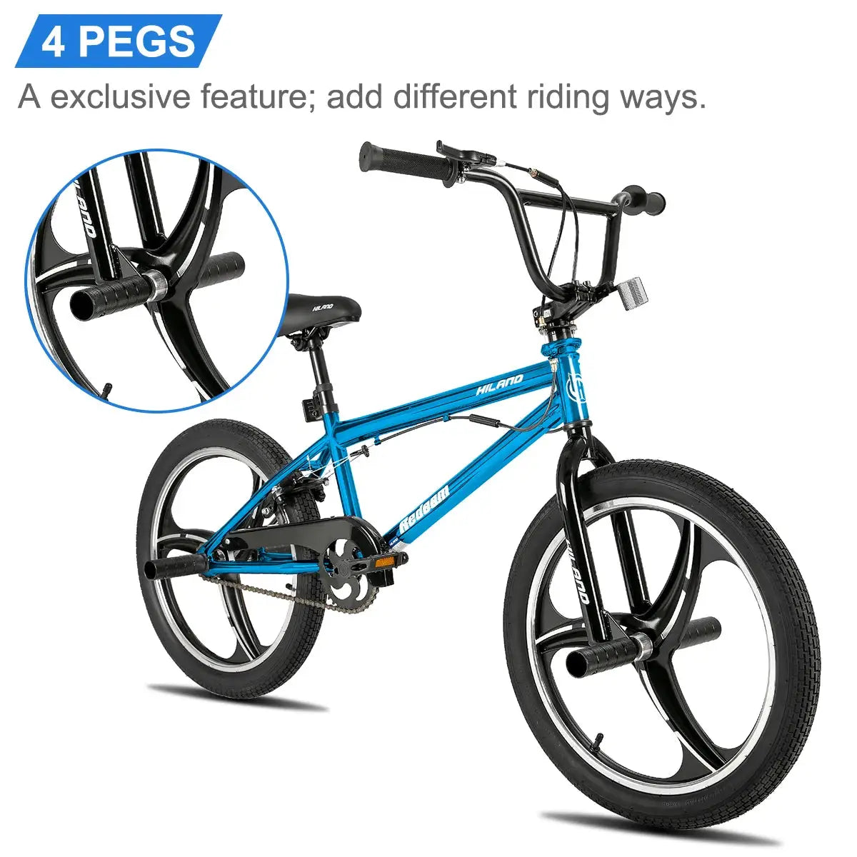 Hiland 20 Inch Kids BMX Bike Freestyle 360 Degree Rotor Pegs by Beastly Survival Outlet
