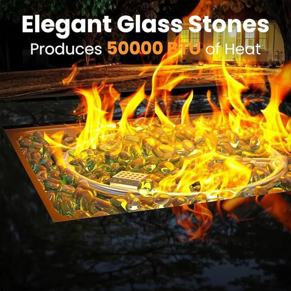 Propane Fire Pit Table, Outdoor Fire Pit Table, 28" Rattan Square Outdoor Gas Fire Pit with Glass Wind Guard by Beastly Survival Outlet