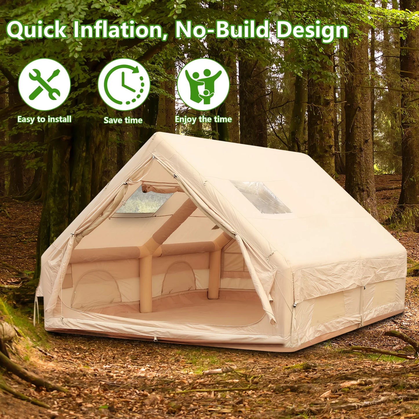 Foldable Four Seasons Air Tent For Family Camping With Pump