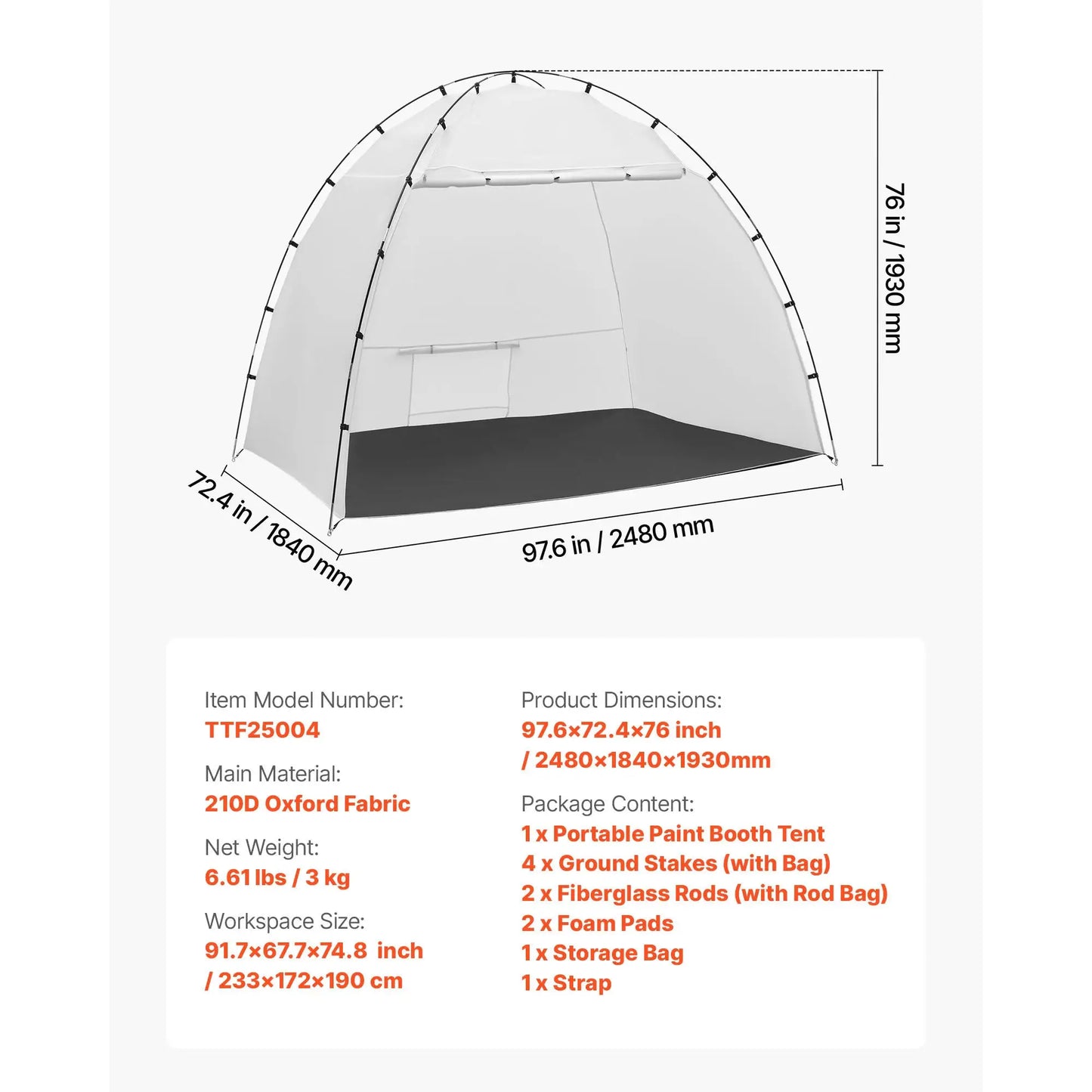 SucceBuy Portable Paint Booth Tent Painting Tent Station Spray Shelter w Built-in Floor Large Space Oxford Spray Painting Tents by Beastly Survival Outlet