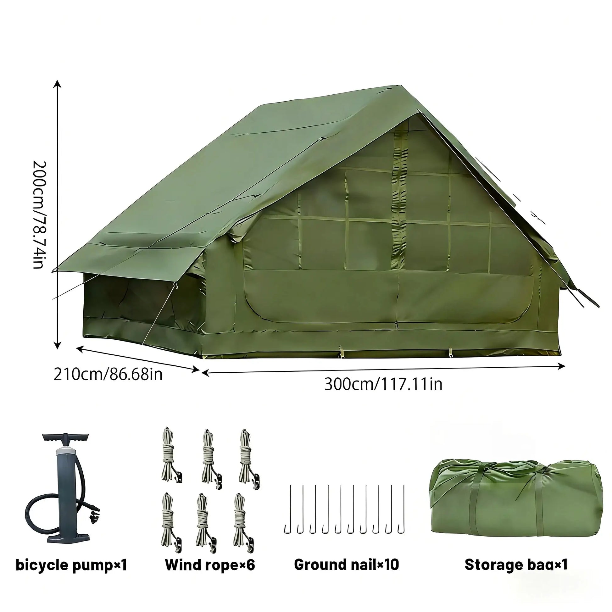 PAKICETUS Inflatable Tent With Skylight, Quick Setup Blow Up Tents With Pump, 4-6 PersonOutdoor Family Luxury Tent by Beastly Survival Outlet