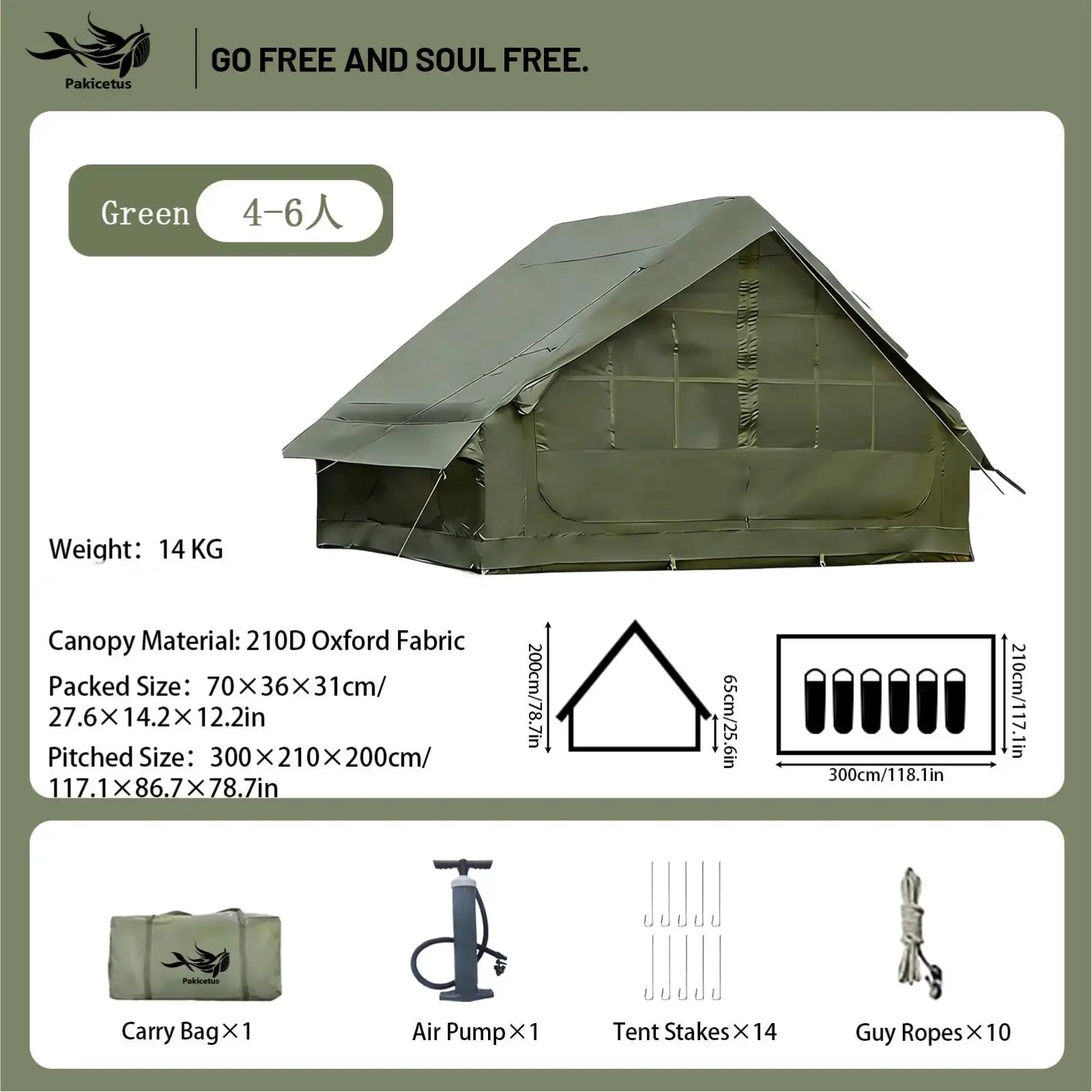 Pakicetus Quick Setup Inflatable Camping Tent, Waterproof Family Tent for 4-8 Persons, Portable Air Tent with Carry Bag by Beastly Survival Outlet